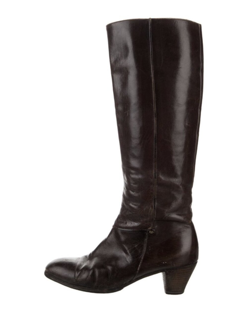 Gucci Authentic Brown Leather Knee High Harness Riding Boots Block Heel 8.5